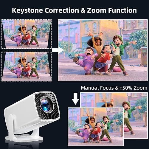 Mini Projector, Portable Projector 4K Support, Full HD 1080P Outdoor Projector, 270° Rotation Movie Projector, Compatible with Smartphone, TV Stick, Laptop, PS4, HDMI, USB (No WiFi or Bluetooth) thumbnail 2