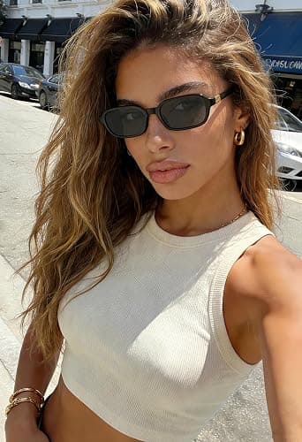 Colrea Retro Rectangle Sunglasses for Women Men Trendy Vintage Small Square Sun Glasses 90s Fashion Cute Sunnies CL010 thumbnail 5