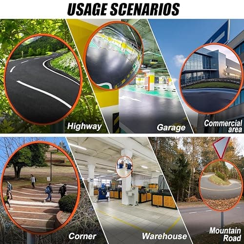 Convex Mirrors for Blind Spot - 60 cm Diameter - Round - Wall Mounted Unbreakable Surveillance Security Curved Mirror - 130 Degree Wide Angle thumbnail 6