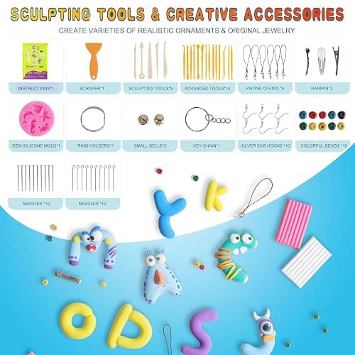 CyAJM Polymer Clay Kits 50 Colors,Christmas Modeling Clay for Kids DIY Mold Oven Bake Clay with Storage Box Sculpting Tools and Accessories,for Kids Adult and Artist Friendly Ideal Gifts thumbnail 4