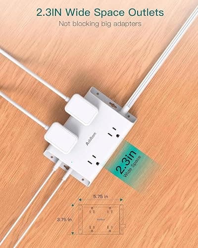 Surge Protector Power Bar, Addtam 5 ft Flat Plug Extension Cord with 4 USB Wall Charger(2 USB C Port), 4 Widely Outlets Desk Charging Station, Home Office and College Dorm Room Essentials thumbnail 6