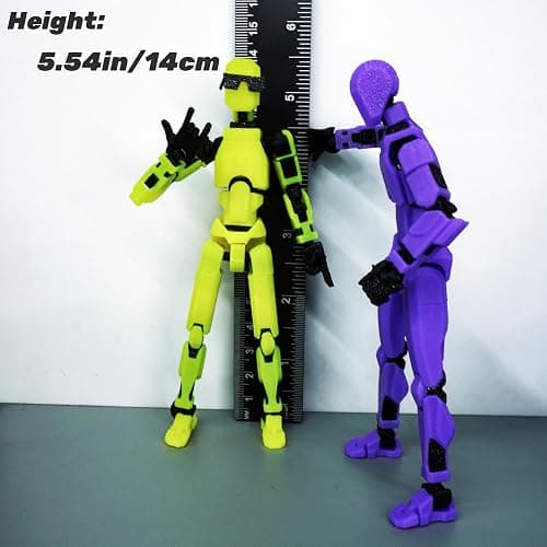 Nemoro Pre-Assembly 3D Printed 5.54'' Stick Robo 13 Action Figure, Multi-Jointed Tian13, Articulated T13 Desktop Decoration,12 in 1 d13 Accessories Best Birthday Festival Gift (Blue red) thumbnail 2