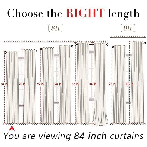 XTMYI White Curtains 84 Inches Long,Linen Semi Sheer Boho Light Filtering Textured Farmhouse Cotton Curtains for Bedroom Living Room 2 Panels Set,Back Tab Hooks Pleated thumbnail 2