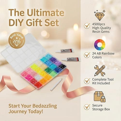 4500Pcs 5mm Rhinestones for Bedazzling, Bedazzler Kit with Rhinestones and Tools, Flatback Resin Jelly AB Colorful Rainbow Crystals Gems Set with Glue for Nail Art Crafting Clothes Crafts thumbnail 8