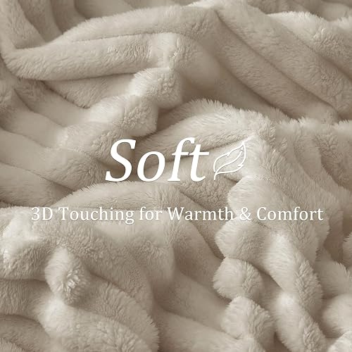 BEDELITE Fuzzy Throw Blanket for Couch - Beige Fluffy Cozy Soft Plush Warm Fleece Blankets for Winter, Bedroom Valentine's Day Decor Gifts for Him Her thumbnail 5