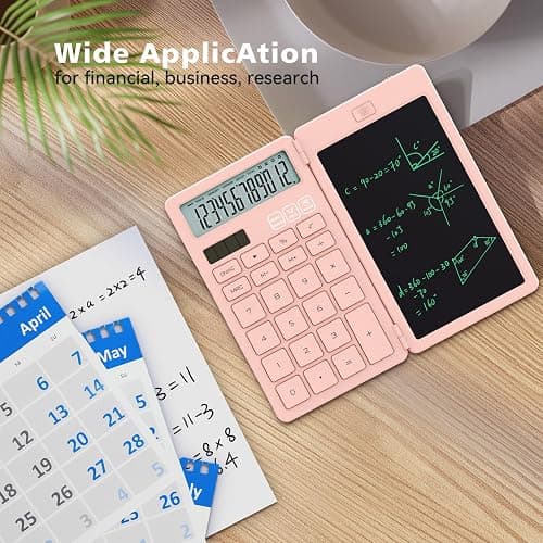 Desk Calculators with Erasable LCD Notepad ROATEE Basic Calculators Pink Cute School Supplies for Girls Middle School Stuff Cute Pocket Office Supplies Home Essential Solar & Battery Energy Big Button thumbnail 5