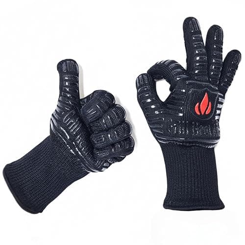 GRILL HEAT AID BBQ Grill Gloves 1472°F - Extreme Heat Resistant Oven Mitts for Grilling, Smoker & Fire Pit with Silicone Grip & EN407 Cut Resistance - Mid Cuff, Black - Image 1