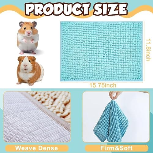 Agolctry 8 Pcs Guinea Pig Liner Washable Rabbit Cage Liner 16x12 Inch Guinea Pig Fleece Mats Reusable Bedding Pee Pads for Small Animals, Bunny (Gray, Green, Pink, Blue) thumbnail 5