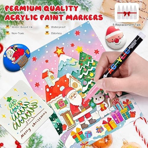 Acrylic Paint Markers Brush Tip 120 Colors, Automatic Ink Control System, Premium Acrylic Paint Pens for Canvas, Rock Painting, Glass, Wood, Ceramic Surfaces, DIY Crafts (Includes Replacement Nibs) thumbnail 6