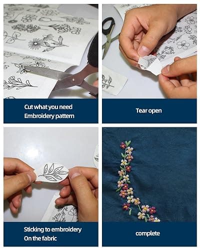 204pcs Water Soluble Hand Sewing Stabilizers，Embroidery Stick and Stitch Embroidery Paper Wash Away Stabilizers，for Embroidery Stabilizers Flower Patterns，for Hand Sewing Lover Beginners.letter&Flower thumbnail 4
