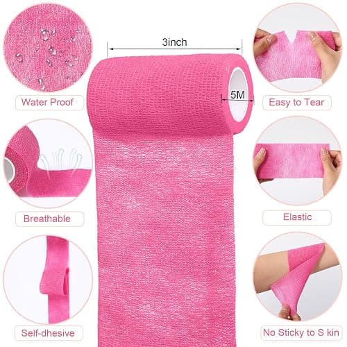 Treela 64 Pack 3" x 5 Yards Self Adhesive Cohesive Bandage Wraps, Elastic Breathable Athletic Tape, Flexible Self Adherent Bandage Rolls for Wrist, Ankle, Fingers, Sports & Pets (Multicolor) - Multi Color - 3 Inch X 5 Yard thumbnail 2