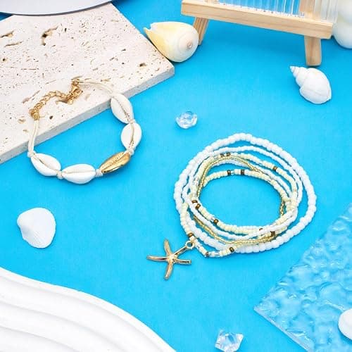 nylry Shell Summer Beach Bracelets for Women Seashell Bracelets Boho Layered Beaded Bracelets Set Starfish Bracelets Handmade Stretch Bracelets Summer Beach Jewelry Accessories Gifts thumbnail 3