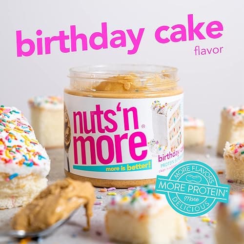 Nuts ‘N More Birthday Cake Peanut Butter Spread - High Protein, Low Carb, Low Sugar, Gluten Free, Non-GMO, All-Natural Nut Butter Snack (15oz Jar) thumbnail 7
