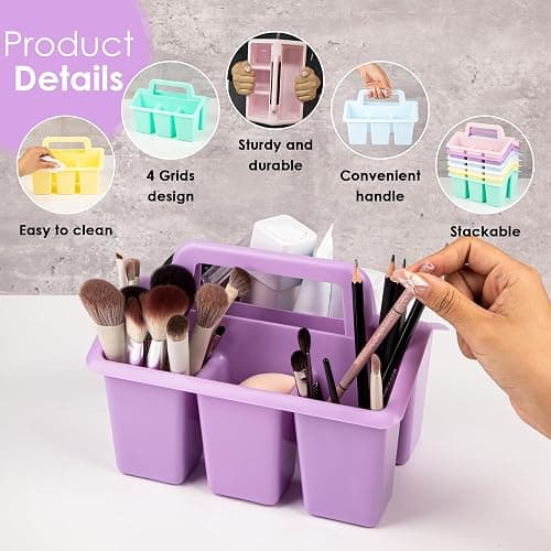 Find Scrapblooms Plastic Caddy With Handle,Protable Classroom Craft Caddy, 6-pack Storage Caddy For Pencil,Pen,Craft Tools (Pastel Color) thumbnail 4