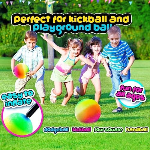 PlayBolt Rainbow Playground Ball - 8.5Inch (Pack of 1) Rubber Bouncy Inflatable Balls for Kids and Adults, Indoor and Outdoor Games, Kickball, Dodgeball, Four Square, and More thumbnail 4