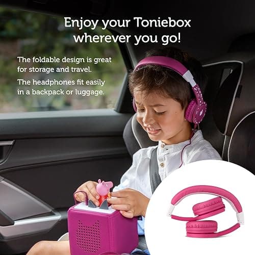 Tonies Foldable Wired Headphones for Kids - Comfortably Designed to fit On-Ear - Works with Toniebox 1 and All 3.5mm Devices - Pink thumbnail 5