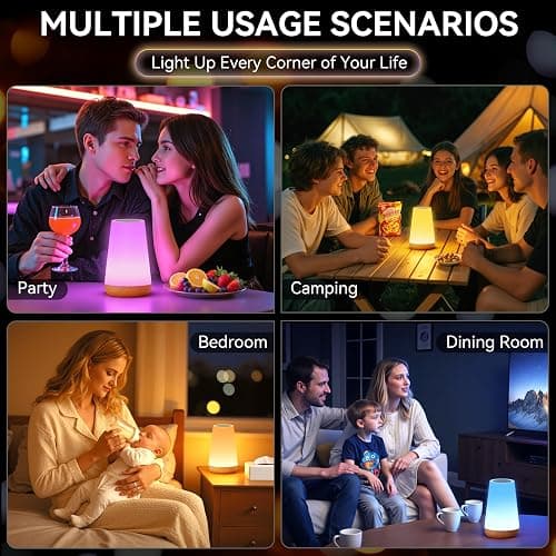 Auxmir LED Night Light Bedside Lamp Touch and Remote Control Dimmable Tabletop 13 RGB Colors Changing 5 Brightness Adjustable Rechargeable Portable Lamp for Baby Kids Nursery Bedroom Bathroom Camping thumbnail 8