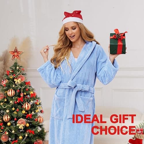 PJGGZ Hooded Bathrobes for Women, Soft Long Towel Robes for Women - Quick Dry yet Warm thumbnail 4