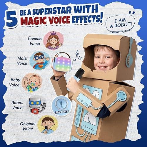 YLL Mini Karaoke Machine for Kids Adults, Bluetooth Speaker with 2 Wireless Microphones, TOP Christmas Birthday Gifts Toys for Girls Ages 3, 4, 5, 6, 7, 8, 9,10,11,12+ Years Old Toddler(Blue) thumbnail 4