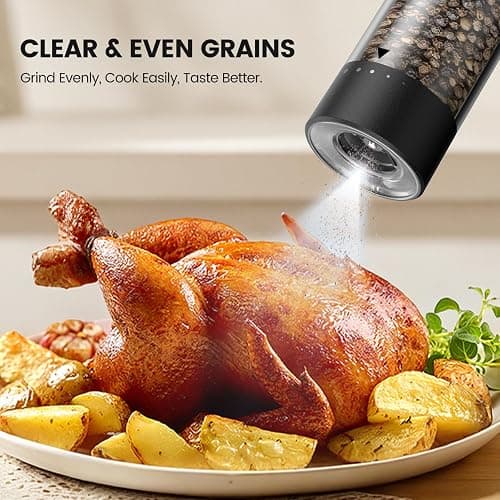 Electric Salt and Pepper Grinder Set - Rechargeable Automatic Salt and Pepper Shakers, Kitchen Appliances with External Adjustable Coarseness, Large Capacity, Housewarming Birthday Gifts for Women Men thumbnail 5