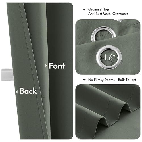 MIULEE Blackout Curtains for Bedroom Living Room 2 Panels, Thermal Insulated Room Darkening Drapes Grommet Noise Reducing Light Blocking Window Treatments 63 Inches Long 40x63 Inch Dark Mallard thumbnail 4