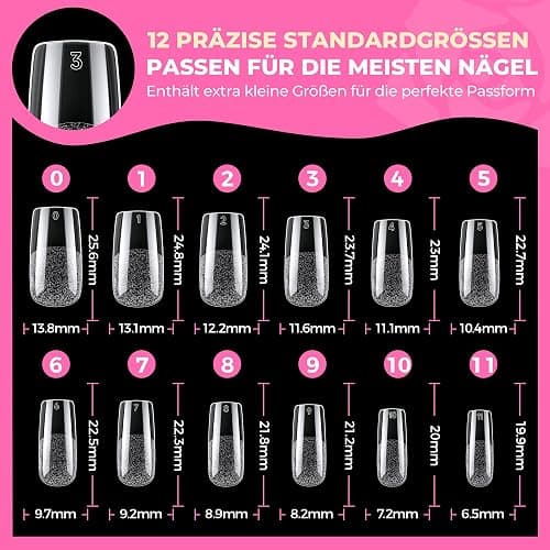 UNA GELLA Medium Square Tips für Gelnägel, 504 Stück 10 Größen, Soft Gel Press-On Nails, Vorgeformte Full-Cover Nagelspitzen, Acryl Nagelverlängerung für Nagelkunst & Home DIY thumbnail 8