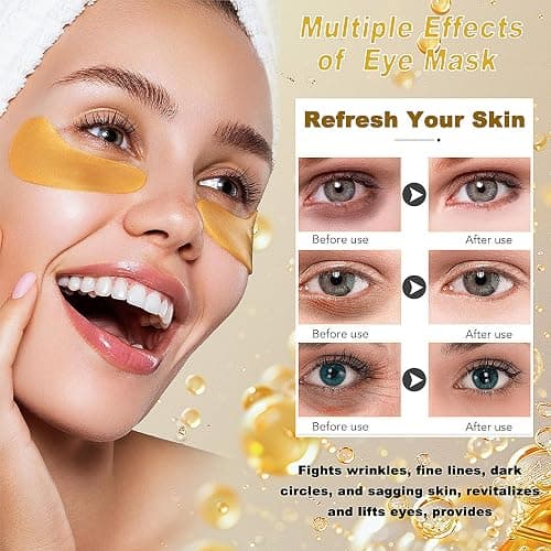 32 Pairs Eye Masks & Lip Mask Set, Moisturizing, 24K Crystal Gel Collagen | Eye Patches Smooth Fine Lines,for Puffy Eyes Dark Circles,Moisturizes Lip Mask,Remove Dead Skin From Lips,Anti-Aging Skincare thumbnail 4