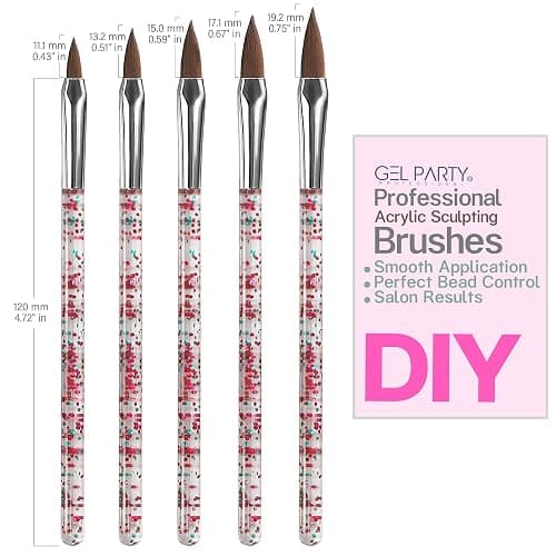 GELPARTY 32-Piece Nail Art Brush Set Professional Brushes for Acrylic, Gel, UV, Ombre, Dotting & 3D Designs | Drawing Pen For Gel Complete Kit for Salon & DIY Use thumbnail 7