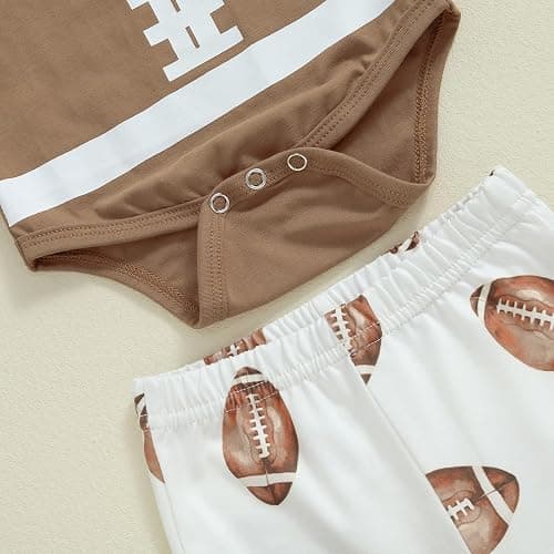 Lamuusaa Newborn Baby Girl Football Outfit Long Sleeve Romper Football Flared Pants Headband Fall Outfits 0-18M thumbnail 4