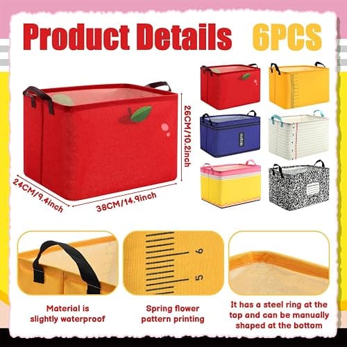 Acellegic 6 Pcs Back to School Teacher Baskets Bulk Pencil Apple Notebook Collapsible Rectangle Clothes Bins Book Shelf Basket Teacher Appreciation Gifts for End of Year B Party Decorations thumbnail 3