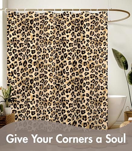 MAMUSE Shower Curtain for Bathroom - Cute Aesthetic Decorative Modern Girly Unique Girls Design Pretty Women Waterproof Fabric Cloth Cortinas de Baño Bathtub 72 x 72 Inch, Leopard Print thumbnail 5