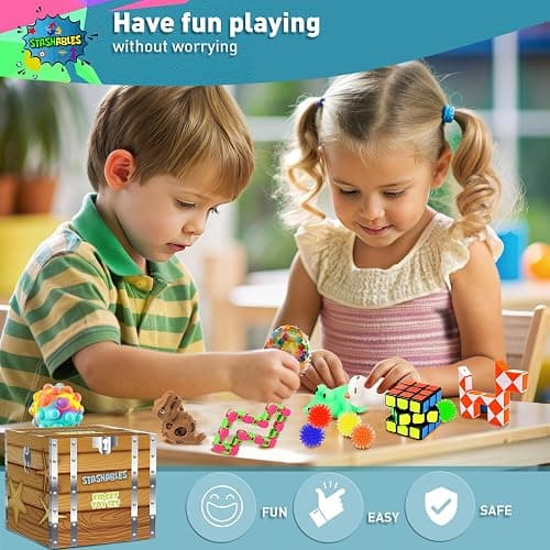 Sensory Fidget Toys Pack - Stress Relief and Anti Anxiety Toys for Kids - Cool Fidget Packs with Stress balls, Fidget Cube, & More for Party Favours, Prizes, Travel, & Pinata Stuffers thumbnail 7