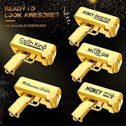 Money Gun Shooter – RUVINCE Gold Money Gun for Movies That Look Real, Prop Gun Make it Rain, Handheld Cash Gun for Game Movies Party thumbnail 2