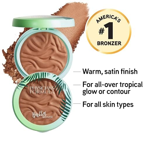 Physicians Formula Murumuru Butter Bronzer, Moisturizing, Nourishing Murumuru Butter for Silky Glow, Dermatologist Tested, Hypoallergenic, Vegan & Cruelty-Free - Sunset Bronzer thumbnail 2