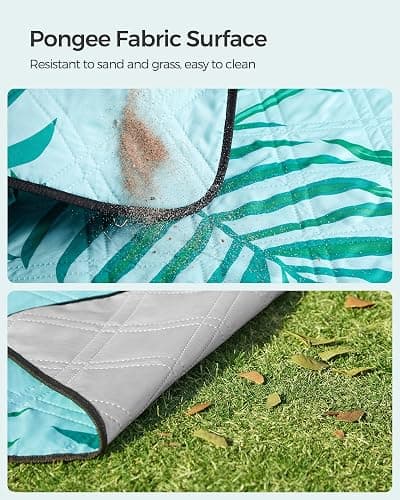 SONGMICS Picnic Blanket, 200 x 200 cm, Large Waterproof Foldable Outdoor Blanket for Camping, Park, Garden, Beach, Machine Washable, Fern Pattern and Blue UGCM087Q01 thumbnail 5