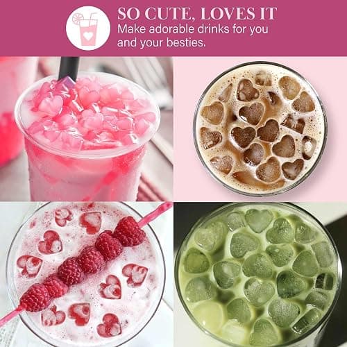 Paris Hilton Heart Shaped Mini Ice Cube Tray Set, Includes 3 Mini Ice Cube Molds, Ice Bin Storage Container with Lid and Ice Scoop, Made without BPA, 6-Piece Set, Pink thumbnail 6