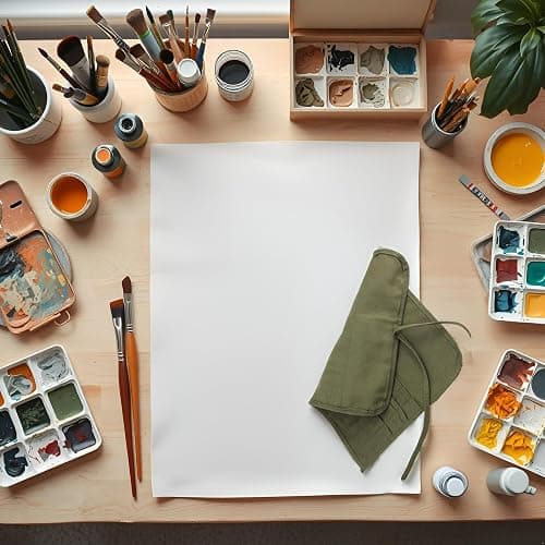 JOYISEN 22 Slots Paint Brush Storage for Acrylic Oil Watercolor Brush Roll up Case Army Green Canvas Paint Brush Holder (13 * 15.7IN) thumbnail 7