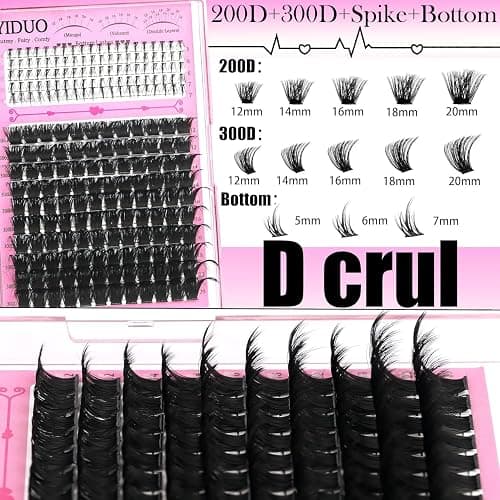 YIDUO 8 Styles Mix Lashes Clusters Kit 4 Box Cluster Lash Book Kit with Bond&Seal 1888Pcs 100D/200D/300D Volume Manga Eyelash Extension with Spikys/Bottom lash Kit for Beginners DIY at Home Easily thumbnail 4