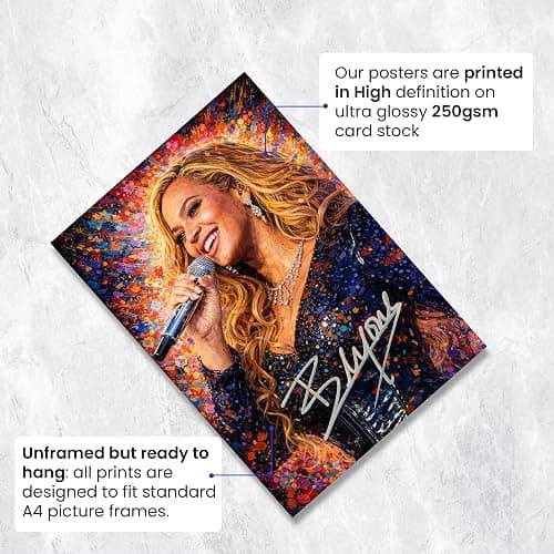 Beyonce Signed Poster Print - Art Styled Limited Edition Autograph Reproduction – Music Fan Gift, Home Wall Art Decor, Collectible Memorabilia (A4 Unframed) thumbnail 3