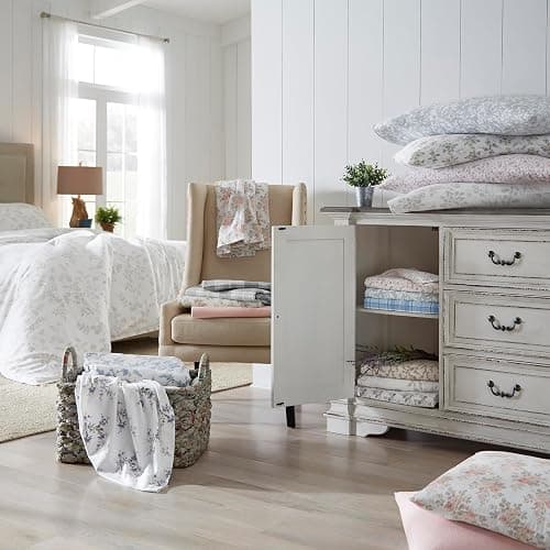 Laura Ashley - Flannel Sheets Twin Size, Anti-Pilling & Wrinkle Resistant Cotton, Touchably Soft for All-Season Comfort - Bed Sheets with Matching Pillowcase & Fitted Sheet (Antoinette Pink) thumbnail 9