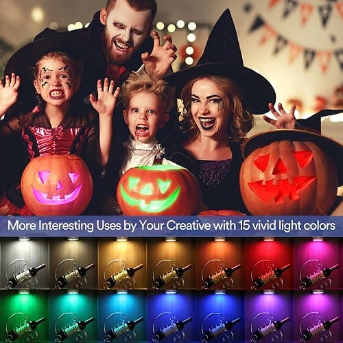 TECOMLIGHT Puck Lights with Remote Control, Battery Powered Wireless LED Under Cabinet Lighting, RGBCW Stick On Push Lights 6 Pack - White thumbnail 5