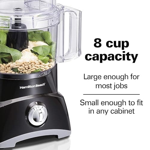 Hamilton Beach Food Processor & Vegetable Chopper for Slicing, Shredding, Mincing, and Puree, 8 Cup, Black thumbnail 7