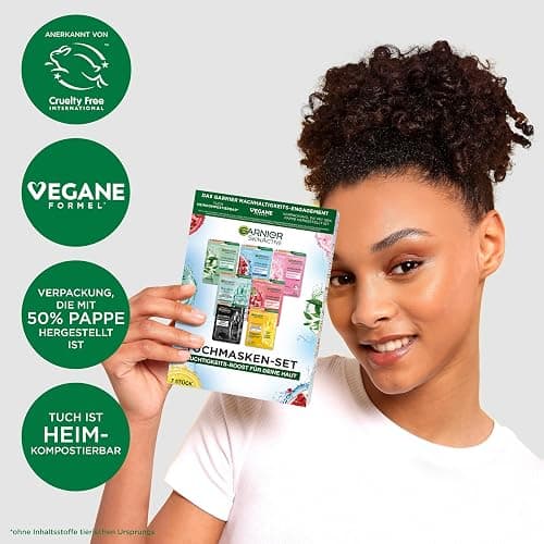 Garnier Tuchmasken Set für jeden Hauttyp, 7 Gesichtsmasken für trockene bis normale Haut, Vegane Formel mit Hyaluronsäure, Hydra Bomb und Nutri Bomb Maskenset, 7 x 28 g thumbnail 3