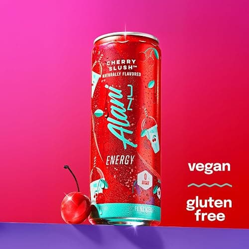 Alani Nu CHERRY SLUSH, Sugar Free, Low Calorie Energy Drinks, 200mg Caffeine, Biotin, B Vitamins, Zero Sugar, 10 Calories, 12 Fl Oz Cans, 24 Pack thumbnail 5