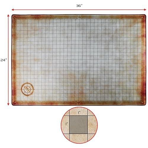 ENHANCE Deluxe RPG Grid Mat - DND Map (24x36in) with Premium Rubber, Non-Slip Grip, No Creasing - Dry Erase DND Mat Set for Masters and Starters, Erasable Parchment with Travel Pouch, Marker Set thumbnail 3