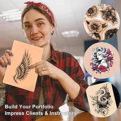 Blank Tattoo Practice Skins - Autdor 20Pcs Tattoo Skin Practice Double Sides 8x6" Fake Skin Tattooing and Microblading Eyebrow Practice Skin for Tattoo Supplies,Beginners and Experienced Artists thumbnail 3