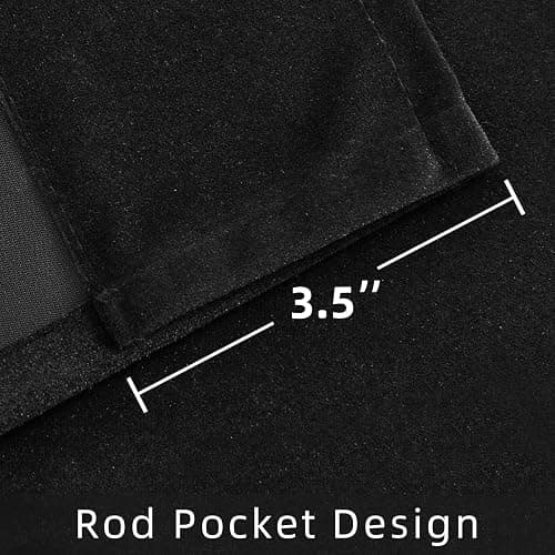 Joydeco Black Velvet Curtains 96 inch Length 2 Panels, Luxury Blackout Rod Pocket Thermal Insulated Window Curtains, Super Soft Room Darkening Drapes for Living Dining Room Bedroom,W52 x L96 inches thumbnail 4