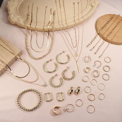 FASACCO Gold Jewelry Set - Trendy Women's Accessories: Gold Necklace and Bracelet Set thumbnail 3