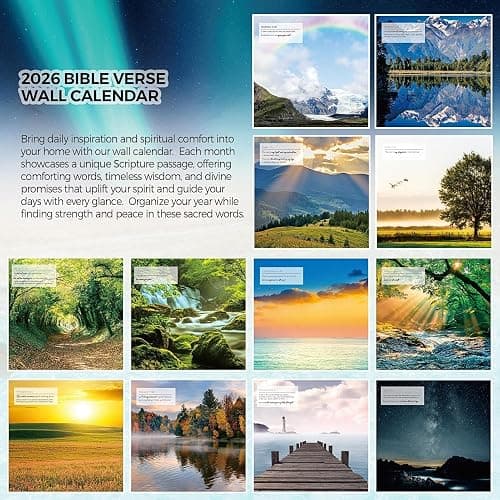 SKYDUE 2026 Christian Wall Calendar - 14-Month with Bible Verse & Nature Scenes (Nov 2025-Dec 2026) | NIV Scripture, 12"x24" Opened, Thick Paper Monthly Calendar for Home Office thumbnail 4