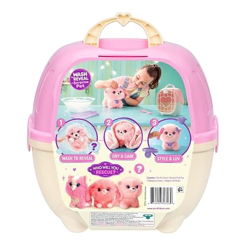 SCRUFFALUVS Pink Surprise Pet, Mystery Plush Toys, Stuffed Animals, Wash to Reveal 1 of 3 Rescue Pets: Puppy, Bunny, or Kitty - Includes 8.7" Deluxe Pet Carrier - Styles May Vary thumbnail 9